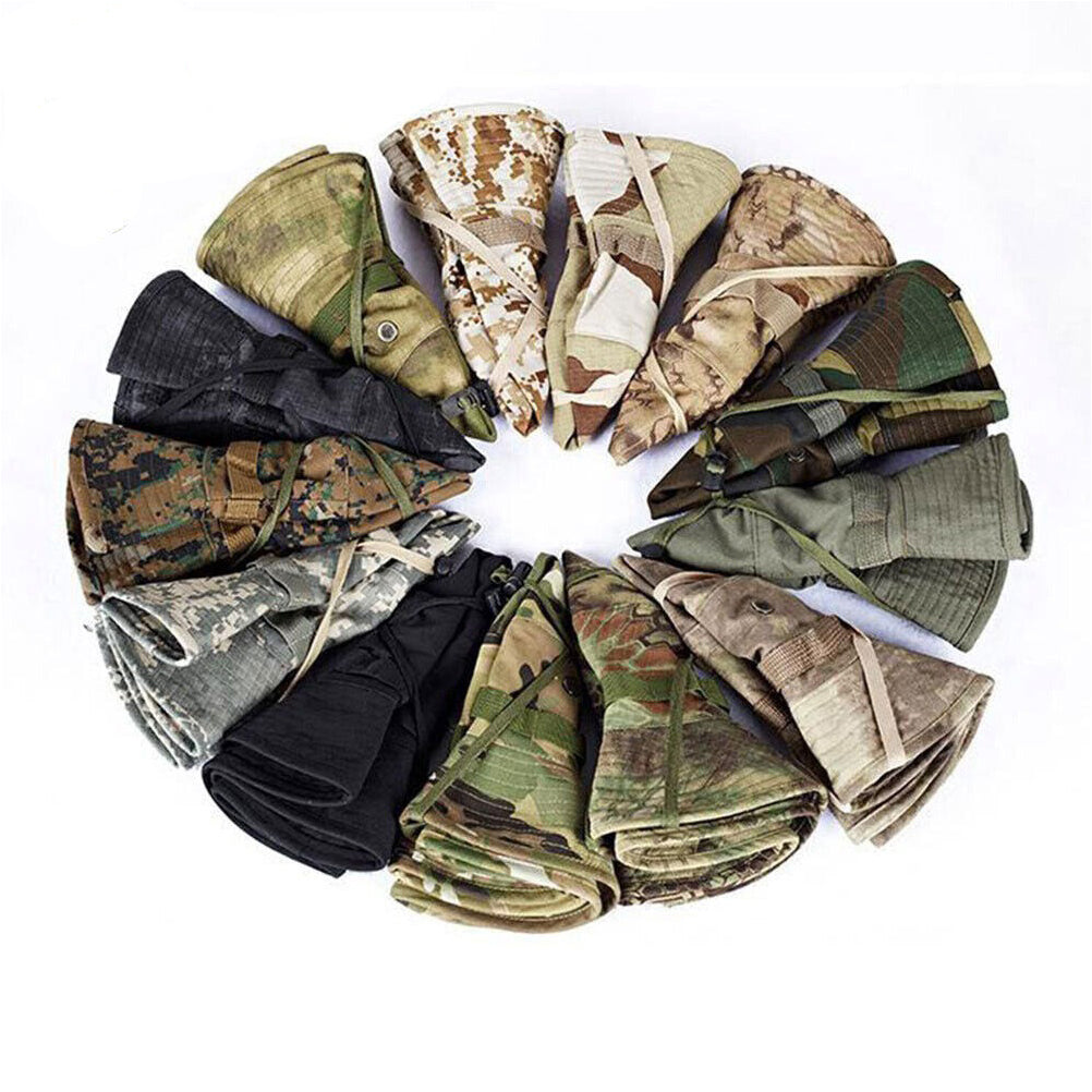 SINAIRSOFT Tactical Boonie Hat Camo Bucket Wide Brim Sun Fishing Bush Booney Cap