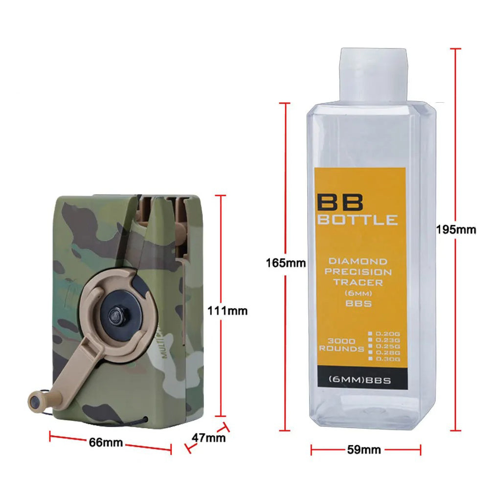 SINAIRSOFT Quick Loader M4 BB 3000 Rounds Hand Crank  Large Storage Bottle Capacity