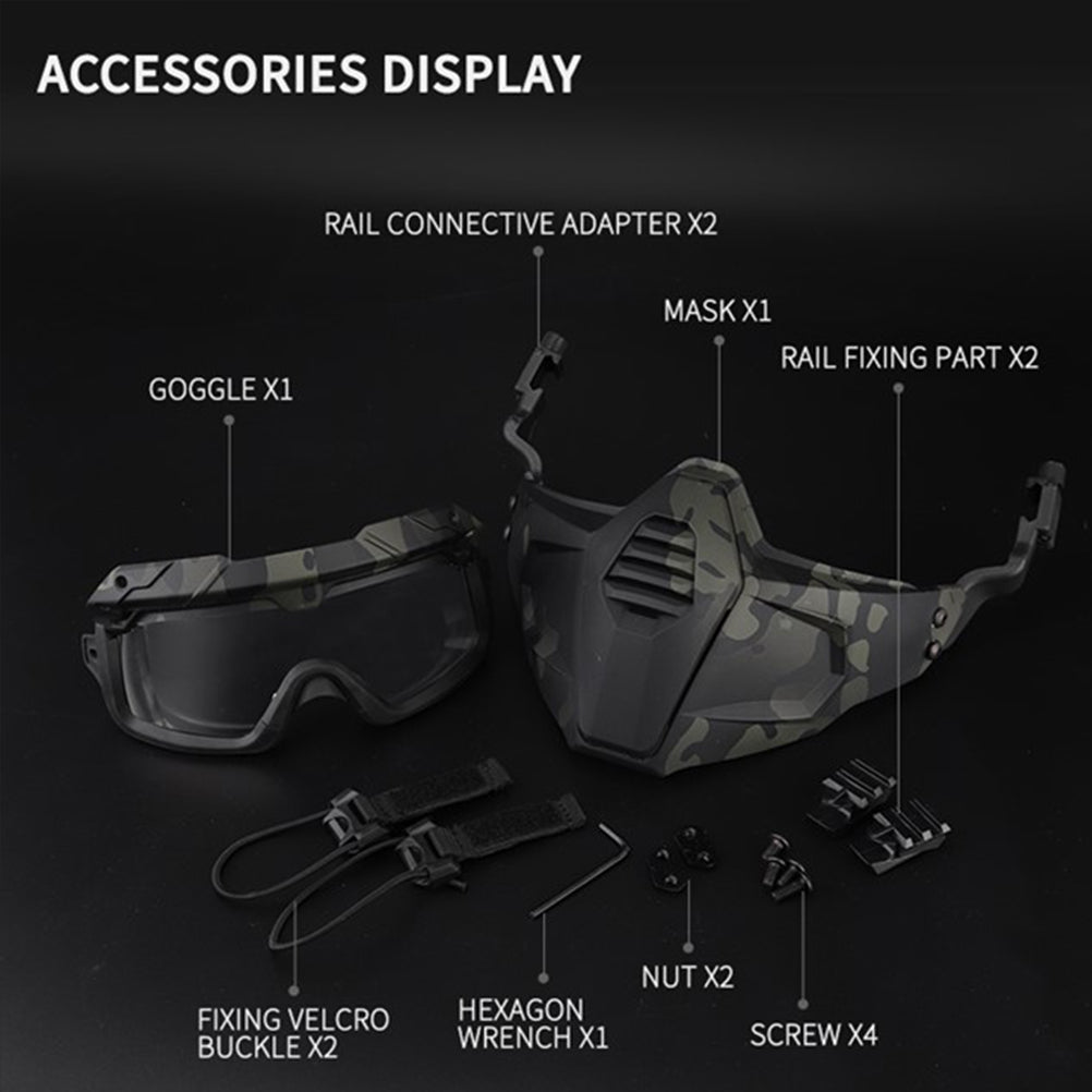 SINAIRSOFT Tactical Half Fask Mask & Goggle Set Protective Mask