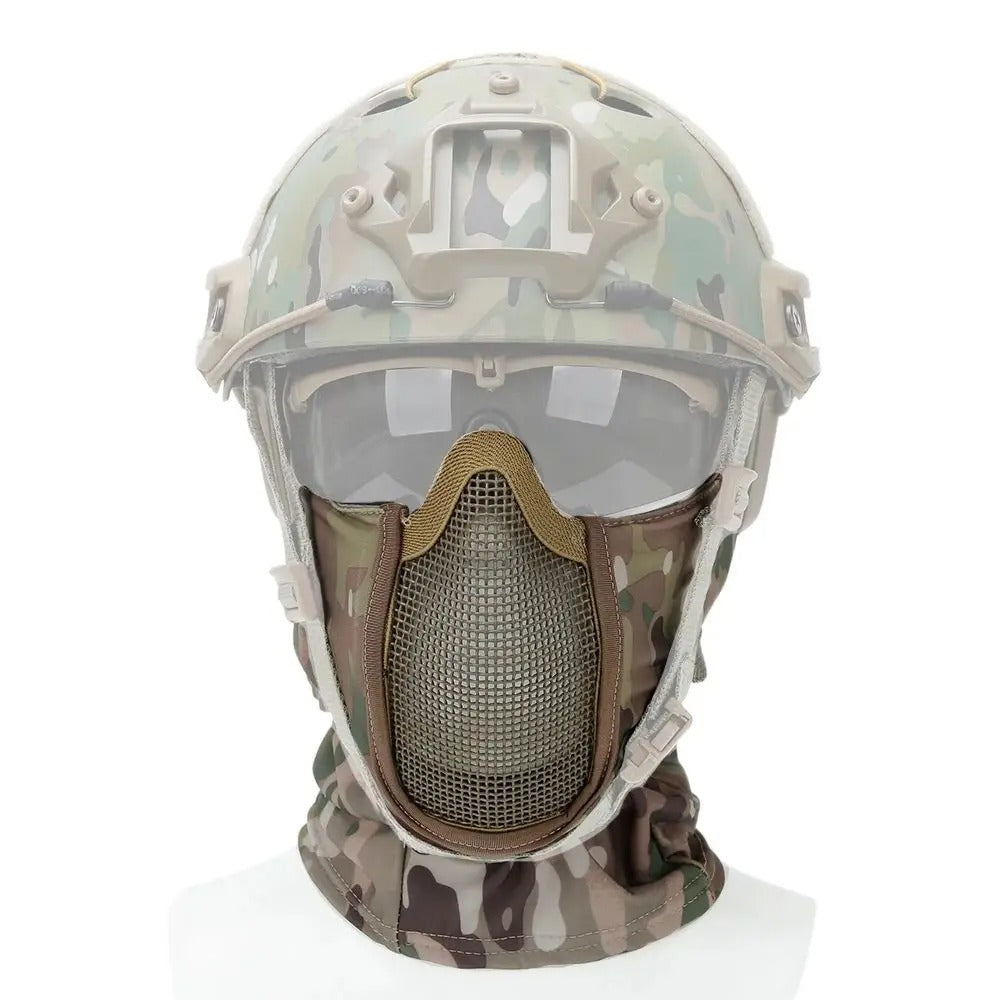 SINAIRSOFT Tactical Balaclava Steel Mesh Face Mask Camo Full Hat Neck Scarf