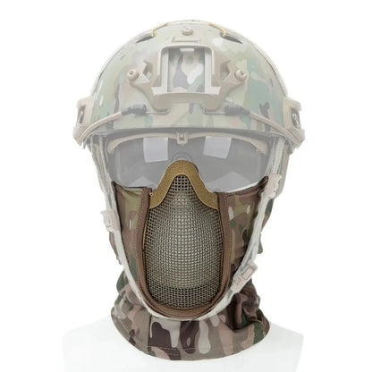 SINAIRSOFT Tactical Balaclava Steel Mesh Face Mask Camo Full Hat Neck Scarf