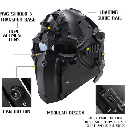 SINAIRSOFT Tactical G4 Full Face Helmet Mask + Goggles Airsoft Paintball CF CS Game