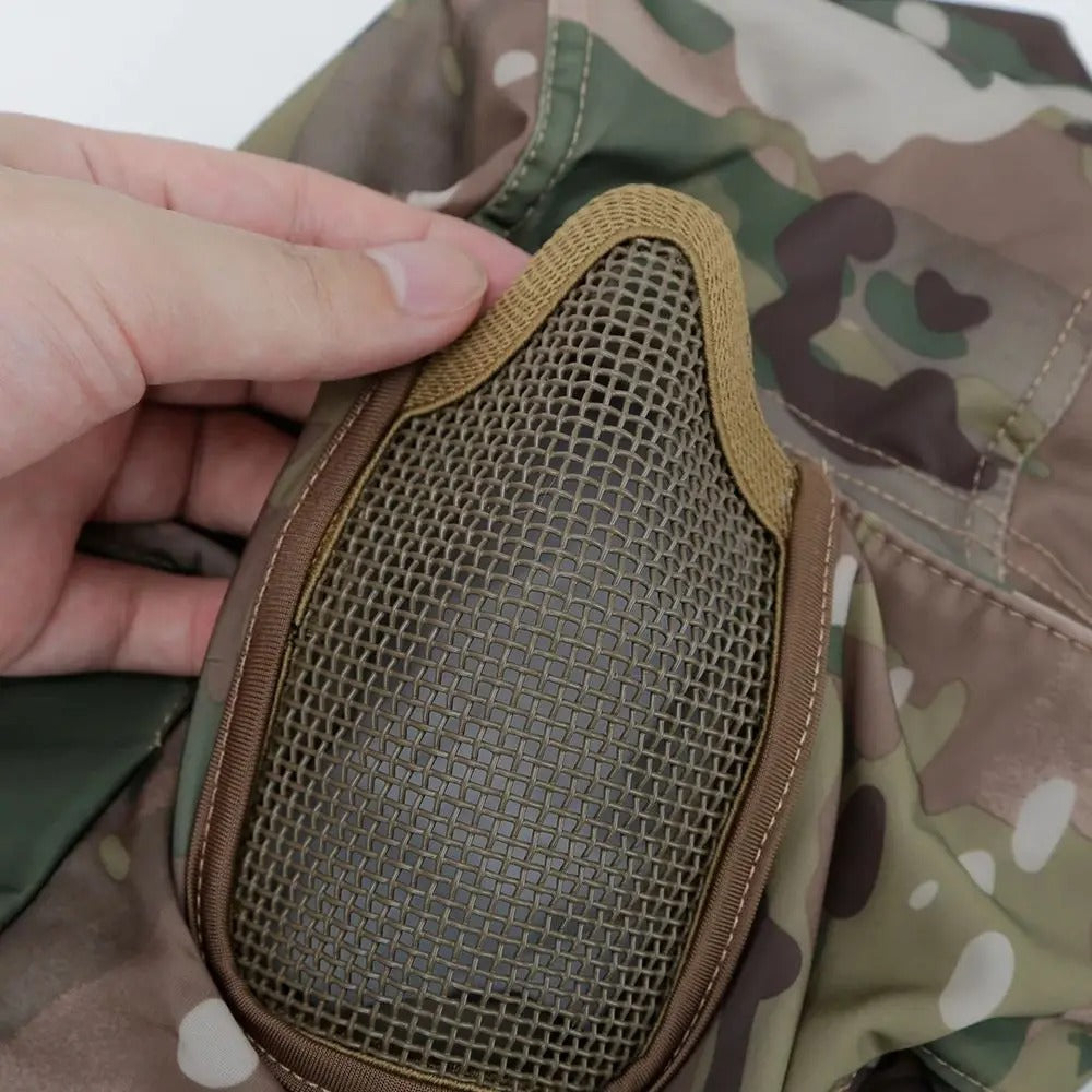 SINAIRSOFT Tactical Balaclava Steel Mesh Face Mask Camo Full Hat Neck Scarf