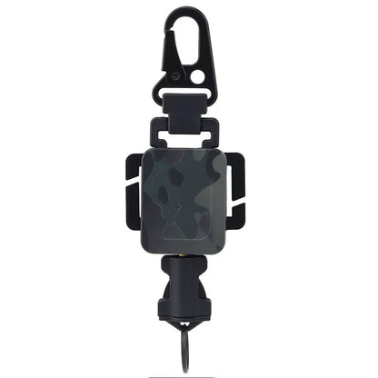 SINAIRSOFT Tactical Retractable Metal Steel Key Ring Chain Nylon Rope Belt Clip Keychain