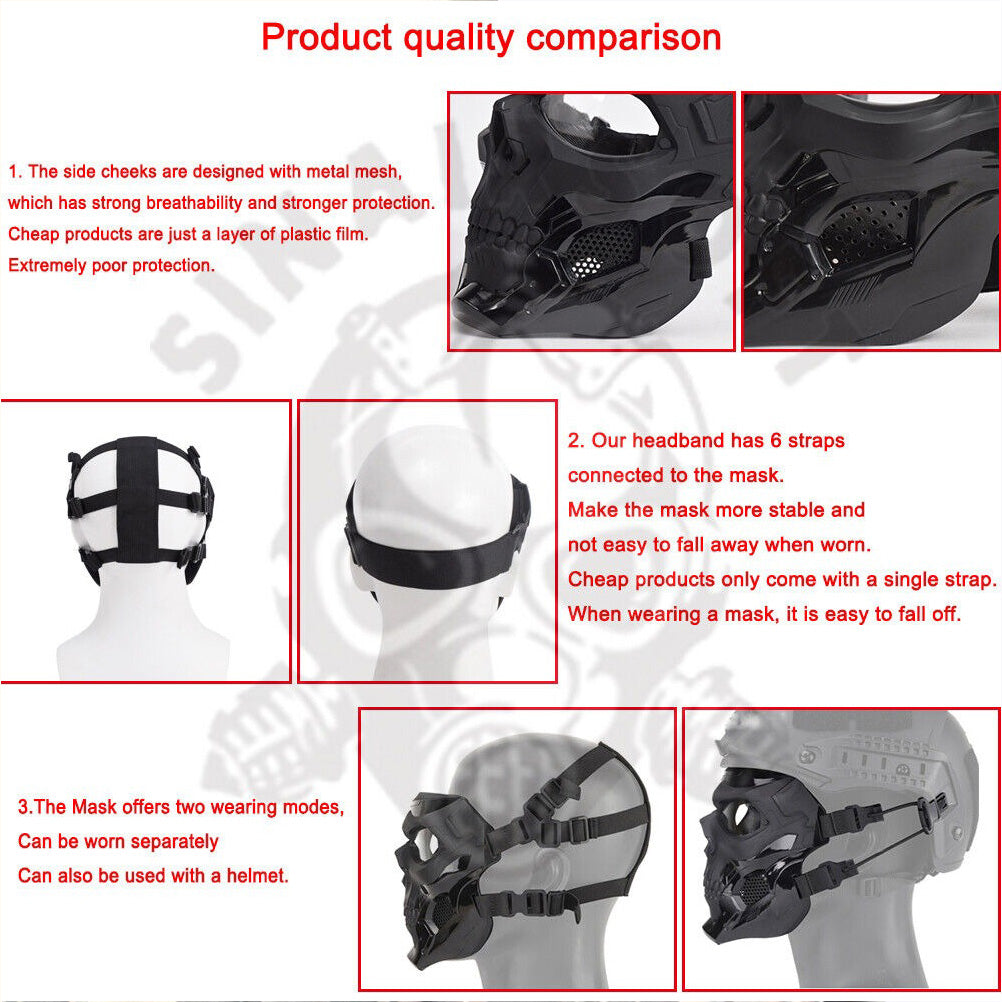 SINAIRSOFT Skull Tactical Airsoft Mask Protective CS Full Face Mask Helmet