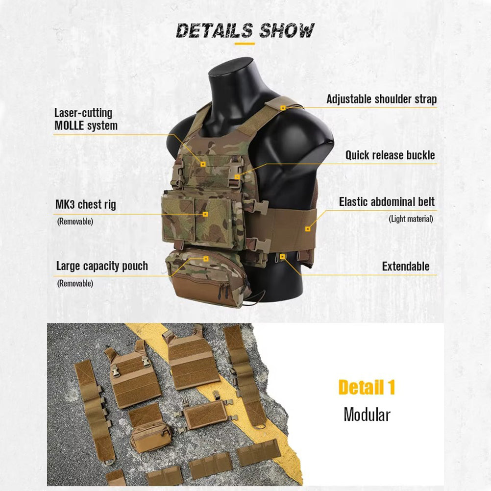 EMERSONGEAR Tactical FCS Slicker Plate Carrier Sack Pouch Micro Fight Chassis Vest