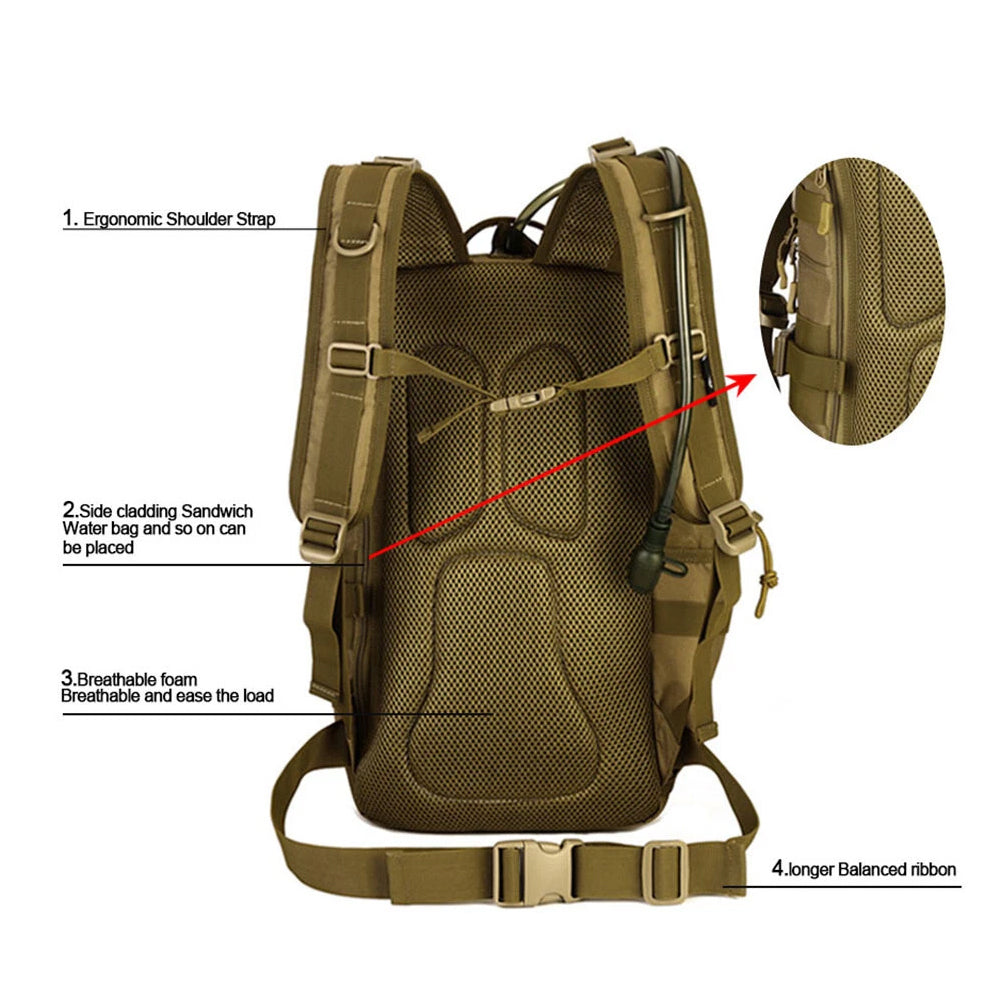 SINAIRSOFT 30L Tactical Backpack Molle Waterproof  Assault Camping Trekking Rucksack