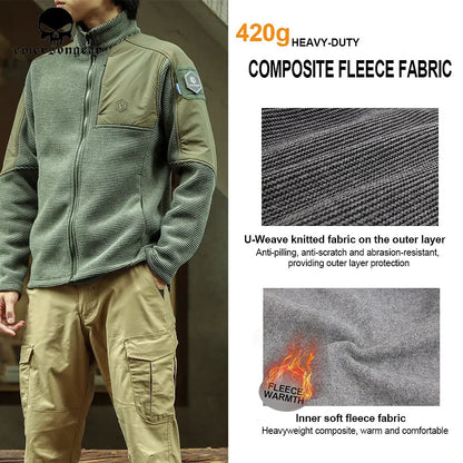 EMERSONGEAR Tactical Jacket Combat Suede Fleece Mens Windbreaker Coat Caping