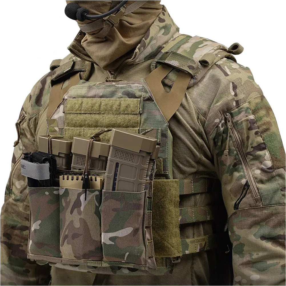 SINAIRSOFT Tactical Molle Triple Open 5.56 7.62 Magazine Pouch Elastic Mag Holder