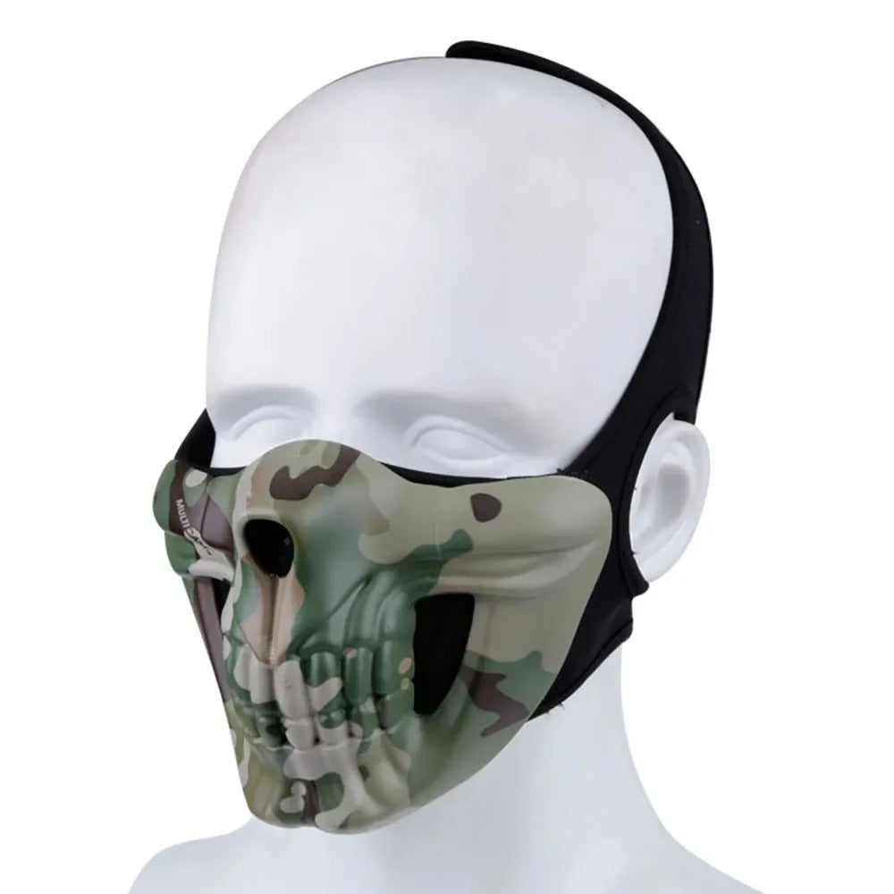 SINAIRSOFT Tactical Skull Half Face Mask Cosplay Samurai Kabuki Airsoft Protect Cover
