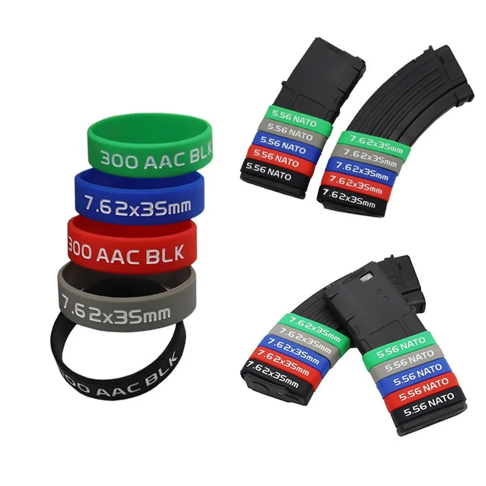 SINAIRSOFT 5Pcs/Pack Tactical Magazine Marking Band Airsoft Rifle Elastic Mag Rubber Ring 5.56