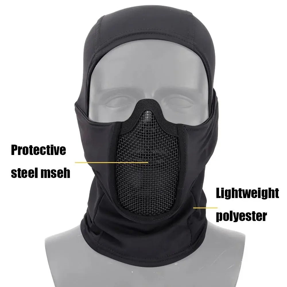SINAIRSOFT Tactical Balaclava Steel Mesh Face Mask Camo Full Hat Neck Scarf