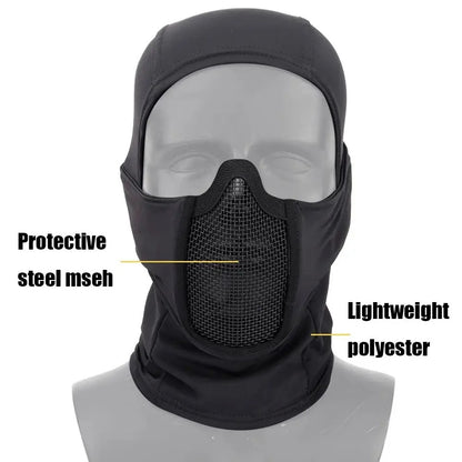 SINAIRSOFT Tactical Balaclava Steel Mesh Face Mask Camo Full Hat Neck Scarf