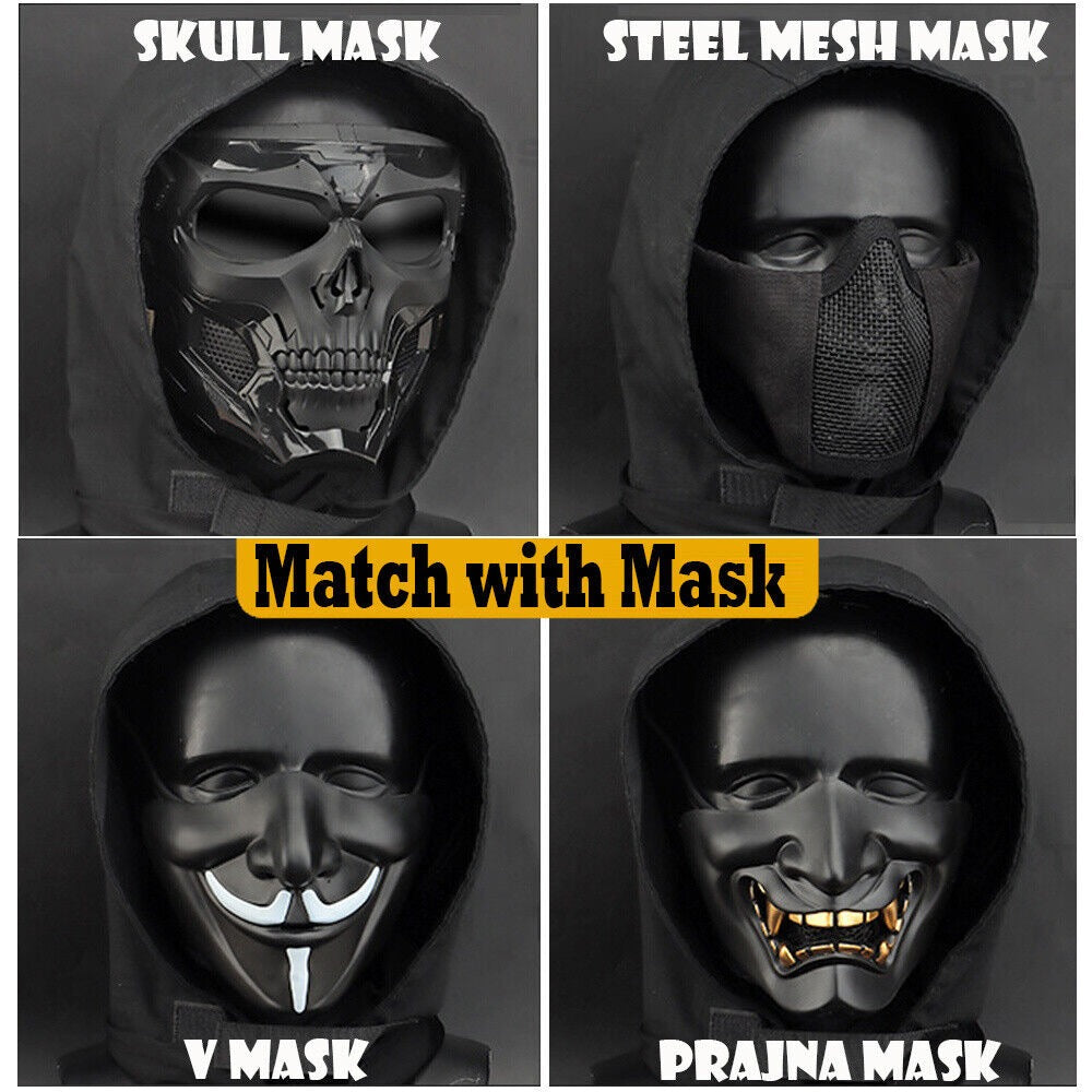 SINAIRSOFT Tactical Half Face Mask Hood Protection Halloween