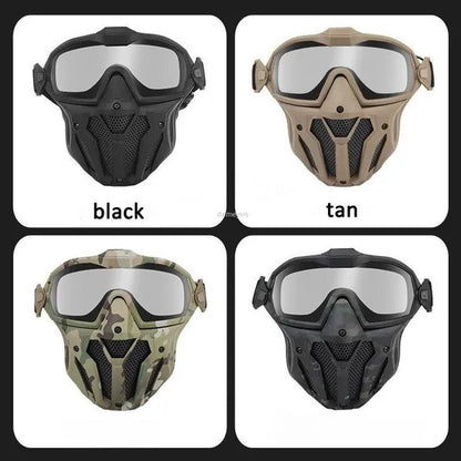 SINAIRSOFT Tactical Hunting Antifog Full Face Mask Fan Goggles Lens + Half Face Mask Set