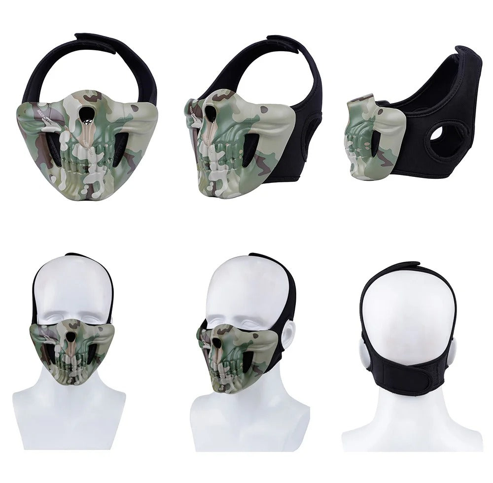 SINAIRSOFT Tactical Skull Half Face Mask Cosplay Samurai Kabuki Airsoft Protect Cover