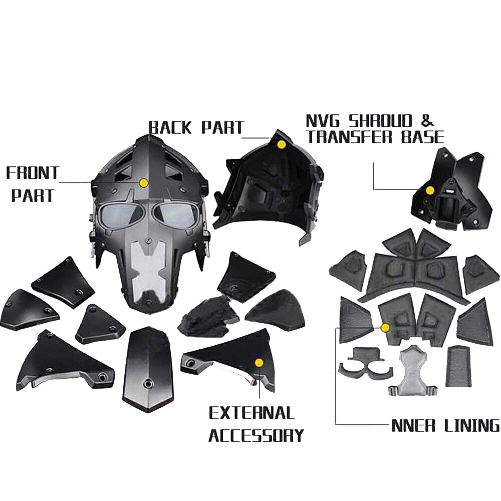 SINAIRSOFT Tactical G4 Full Face Helmet Mask + Goggles Airsoft Paintball CF CS Game