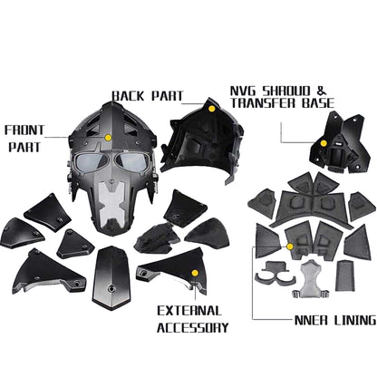 SINAIRSOFT Tactical G4 Full Face Helmet Mask + Goggles Airsoft Paintball CF CS Game