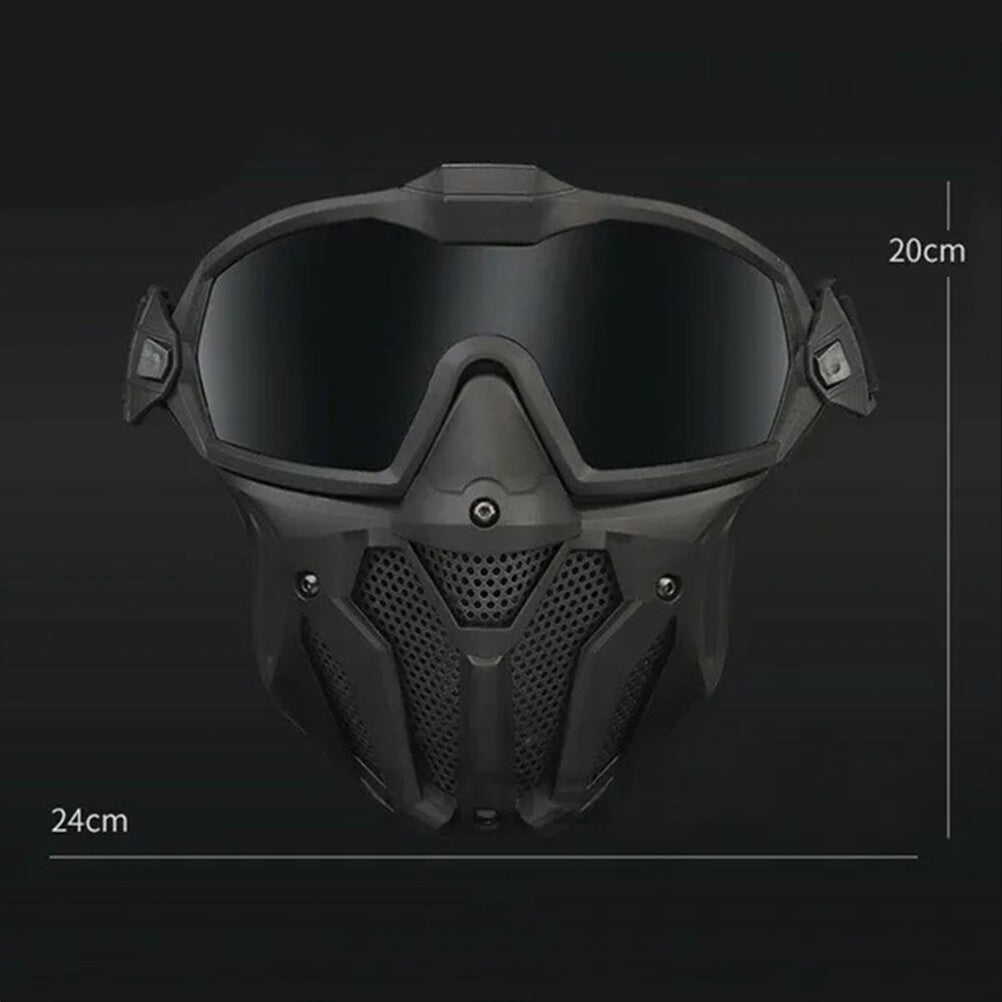 SINAIRSOFT Tactical Hunting Antifog Full Face Mask Fan Goggles Lens + Half Face Mask Set
