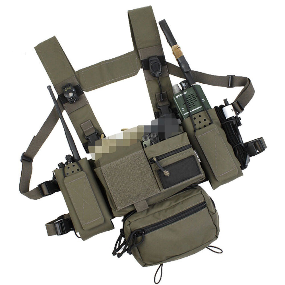 SINAIRSOFT Tactical Chest Rig Vest Chassis Expander Radio Pouch Mag Holder