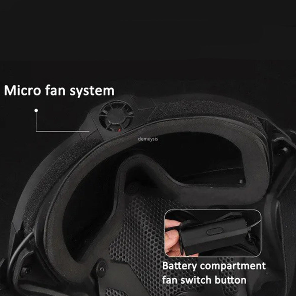 SINAIRSOFT Tactical Hunting Antifog Full Face Mask Fan Goggles Lens + Half Face Mask Set