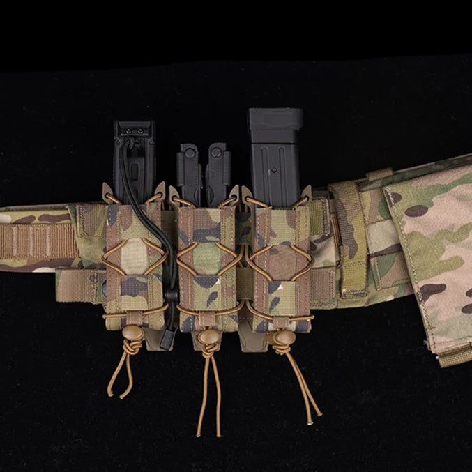 SINAIRSOFT Tactical Triple 9mm Magazine Pouch MOLLE Open Top MAG Carrier Holder Bag