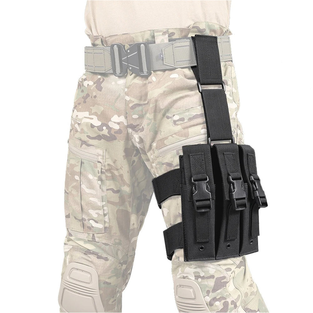 SINAIRSOFT Tactical Drop Leg Magazine Pouch Triple Mag Holder Clip Thigh Bag