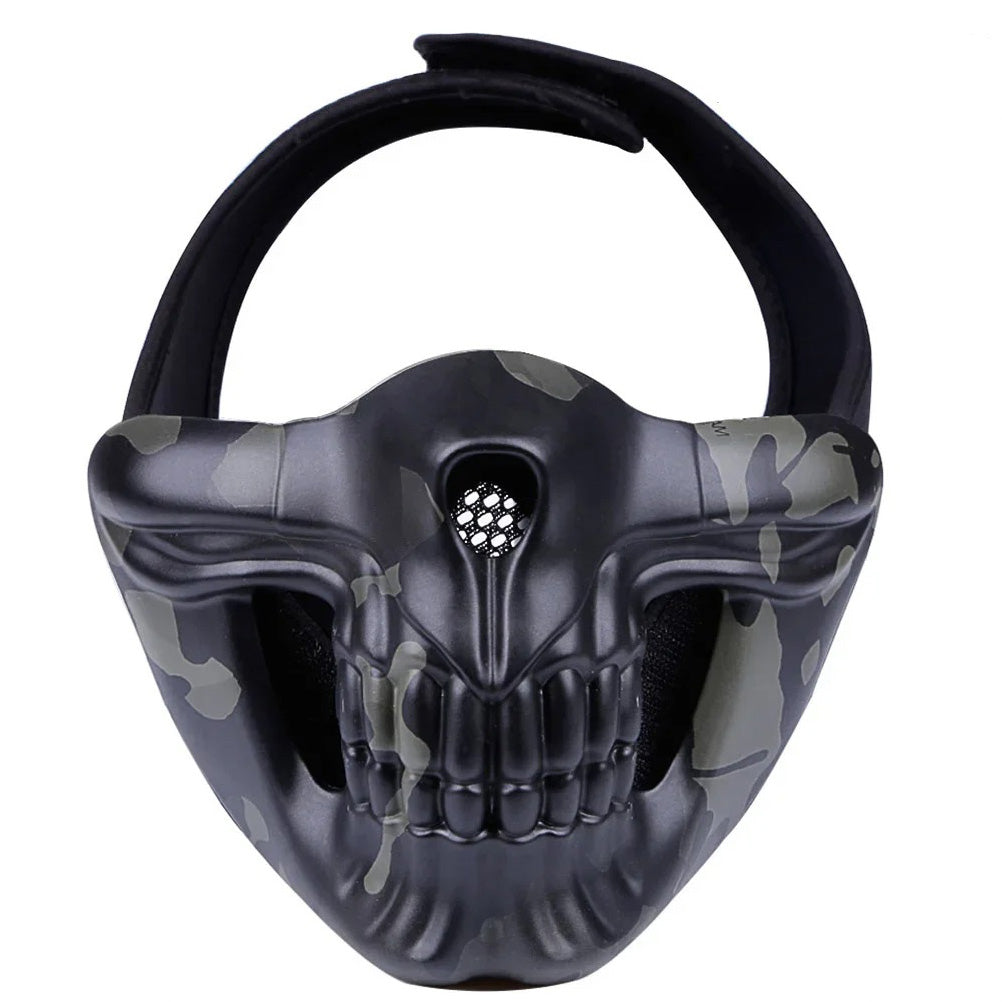 SINAIRSOFT Tactical Skull Half Face Mask Cosplay Samurai Kabuki Airsoft Protect Cover