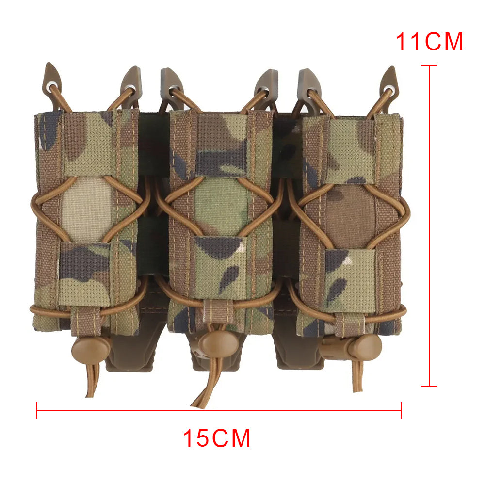 SINAIRSOFT Tactical Triple 9mm Magazine Pouch MOLLE Open Top MAG Carrier Holder Bag
